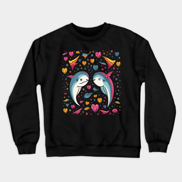 Narwhal Valentine Day Crewneck Sweatshirt by JH Mart